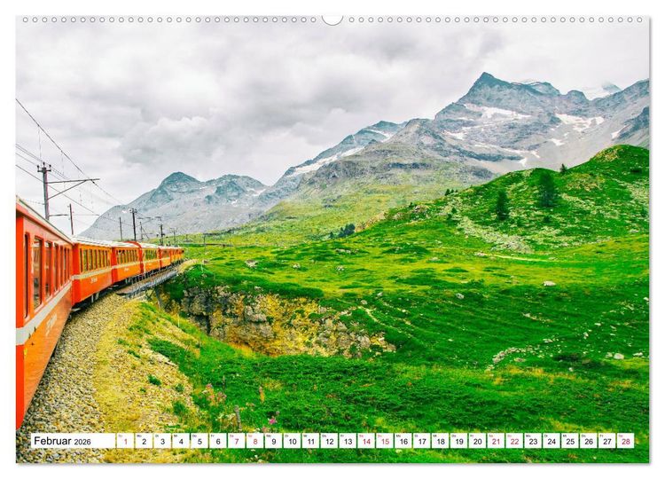 Produktbild: Rh&auml;tische Bahn - Fahrt durch die B&uuml;ndner Alpen (Wandkalender 2026 DIN A2 quer), CALVENDO Monatskalender