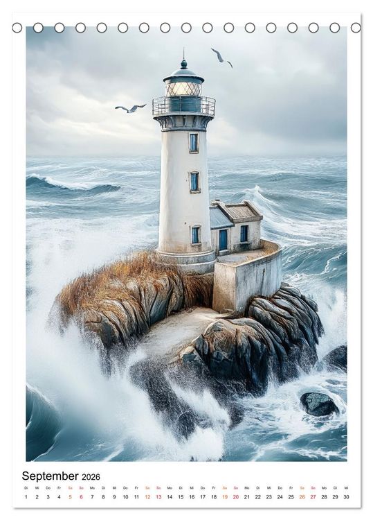Produktbild: Maritime W&auml;chter - Leuchtt&uuml;rme (Tischkalender 2026 DIN A5 hoch), CALVENDO Monatskalender