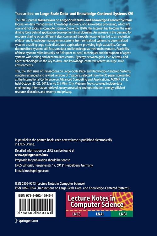 Produktbild: Transactions on Large-Scale Data- and Knowledge-Centered Systems XVI
