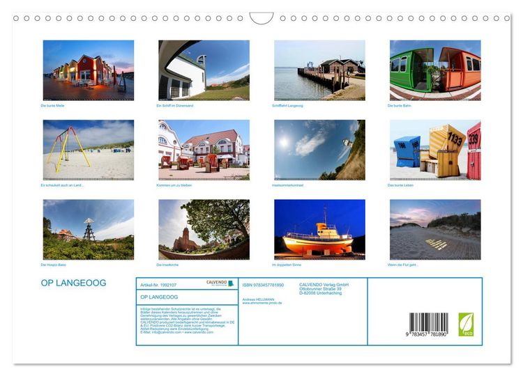Produktbild: OP LANGEOOG (Wandkalender 2026 DIN A3 quer), CALVENDO Monatskalender