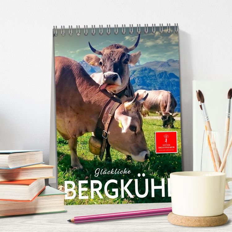 Produktbild: Gl&uuml;ckliche Bergk&uuml;he (Tischkalender 2026 DIN A5 hoch), CALVENDO Monatskalender