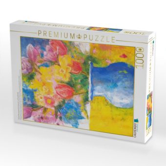 Produktbild: CALVENDO Puzzle Bunter Blumenstrau&szlig; mit Gouache und Pastellkreide | 1000 Teile Lege-Gr&ouml;&szlig;e 64x48cm Foto-Puzzle f&uuml;r gl&uuml;ckliche Stunden