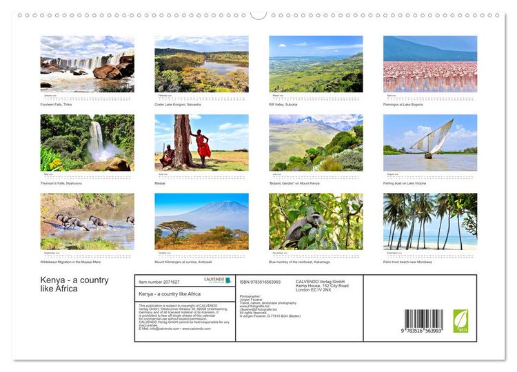 Produktbild: Kenya - a country like Africa (High Quality Premium Wall Calendar 2026 DIN A2 landscape),CALVENDO 12 Month Wall Calendar