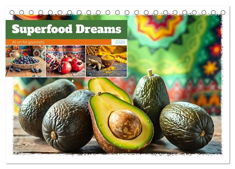 Produktbild: Superfood Dreams - AI art for gourmets (Desk Calendar 2026 DIN A5 landscape), CALVENDO 12 Month DeskCalendar
