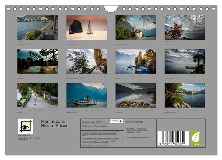 Produktbild: Montreux, la Riviera Suisse (Calendrier mural 2026 DIN A4 vertical), CALVENDO calendrier mensuel