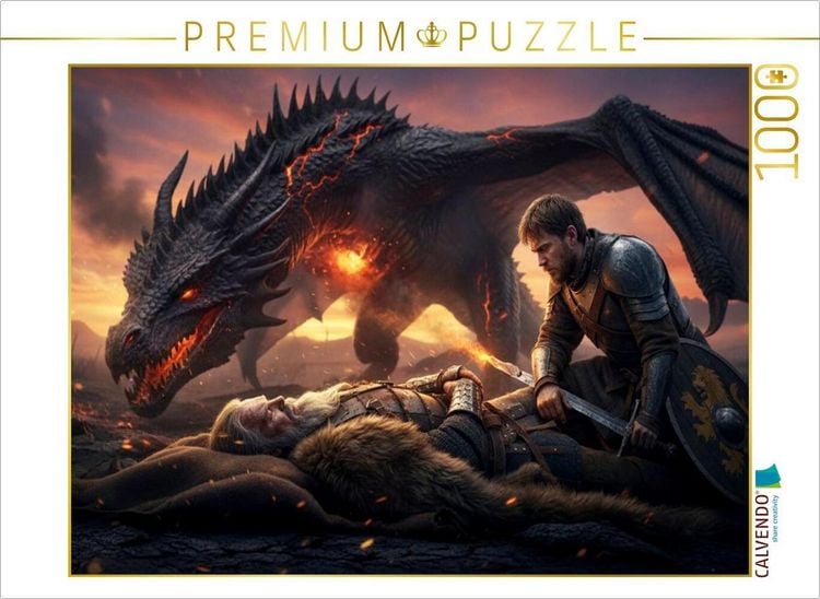 Produktbild: CALVENDO Puzzle Beowulf stirbt nach dem Sieg &uuml;ber Drachen | 1000 Teile Lege-Gr&ouml;&szlig;e 64x48cm Foto-Puzzle f&uuml;r gl&uuml;ckliche Stunden