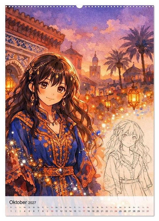 Produktbild: Anime Weltreise (Wandkalender 2027 DIN A2 hoch), CALVENDO Monatskalender