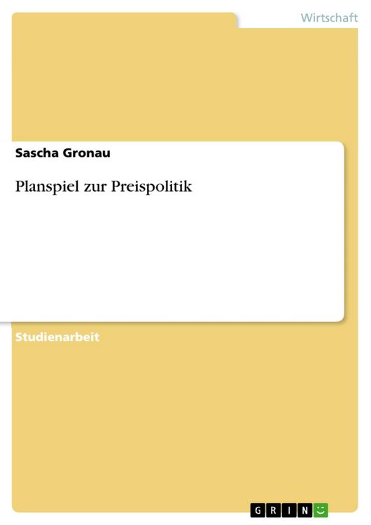 Produktbild: Planspiel zur Preispolitik