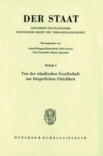 Produktbild: Von der st&auml;ndischen Gesellschaft zur b&uuml;rgerlichen Gleichheit.