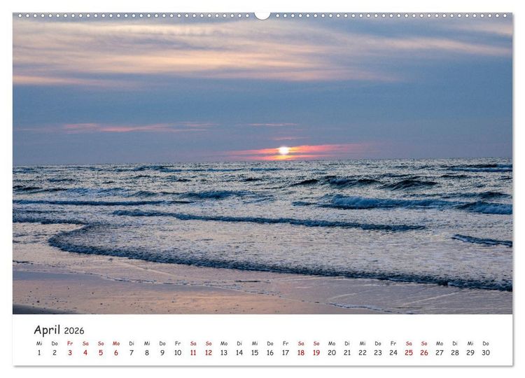 Produktbild: Nordsee, Meer, Strand und Wind (hochwertiger Premium Wandkalender 2026 DIN A2 quer), Kunstdruck in Hochglanz