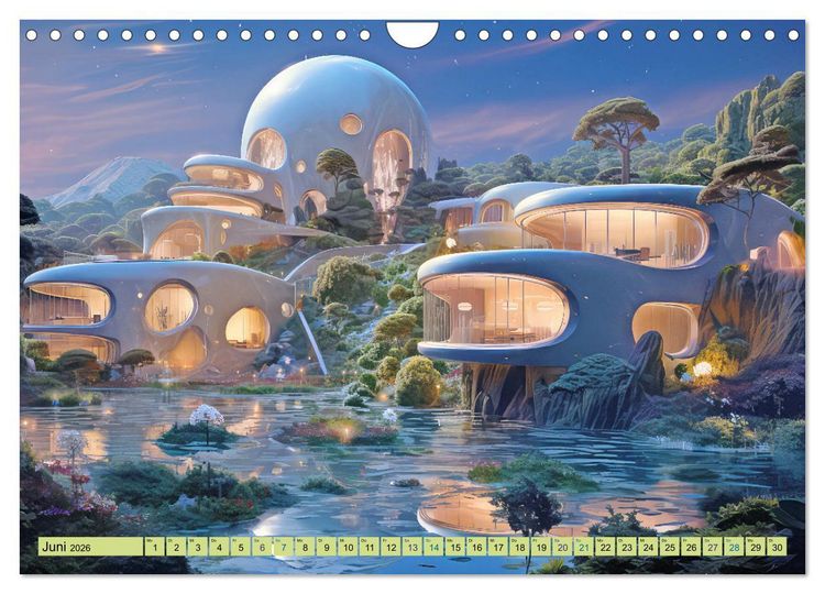 Produktbild: Futuristische moderne Behausungen (Wandkalender 2026 DIN A4 quer), CALVENDO Monatskalender