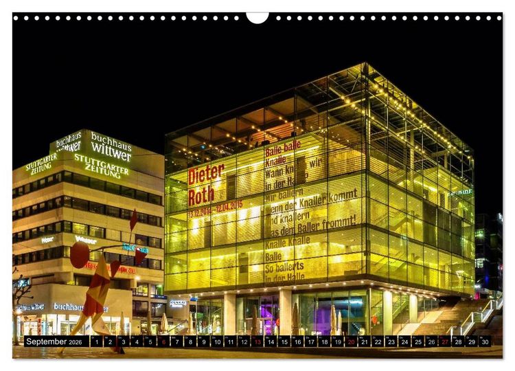 Produktbild: Stuttgart - Blue City Lights (Wandkalender 2026 DIN A3 quer), CALVENDO Monatskalender