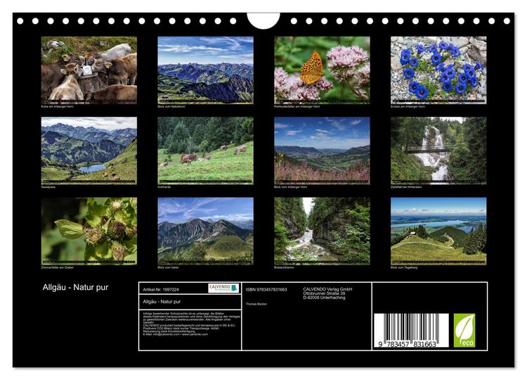 Produktbild: Allg&auml;u - Natur pur (Wandkalender 2026 DIN A4 quer), CALVENDO Monatskalender