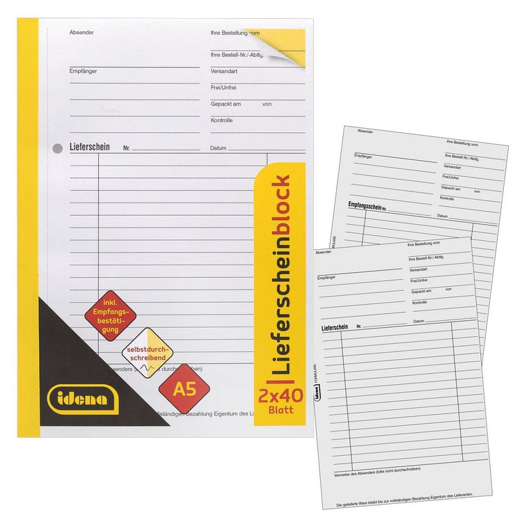Produktbild: Idena Lieferschein DIN A5 2x40 Blatt