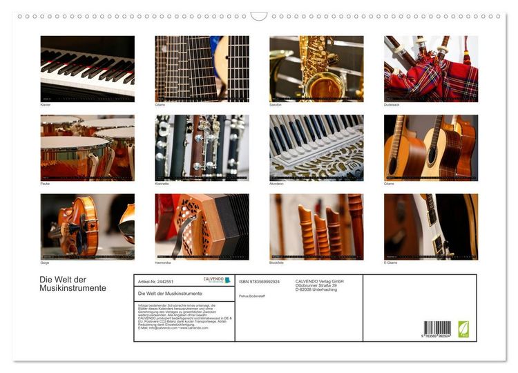 Produktbild: Die Welt der Musikinstrumente (Wandkalender 2027 DIN A2 quer), CALVENDO Monatskalender