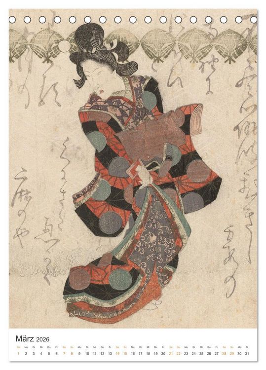 Produktbild: Kimonos und Karpfenmuster (Tischkalender 2026 DIN A5 hoch), CALVENDO Monatskalender