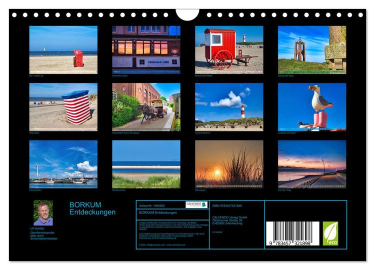Produktbild: BORKUM Entdeckungen (Wandkalender 2026 DIN A4 quer), CALVENDO Monatskalender