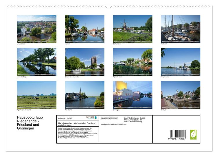 Produktbild: Hausbooturlaub Niederlande - Friesland und Groningen (hochwertiger Premium Wandkalender 2026 DIN A2 quer), Kunstdruck in Hochglanz