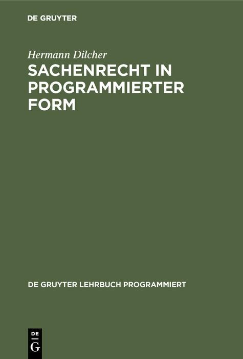 Produktbild: Sachenrecht in programmierter Form