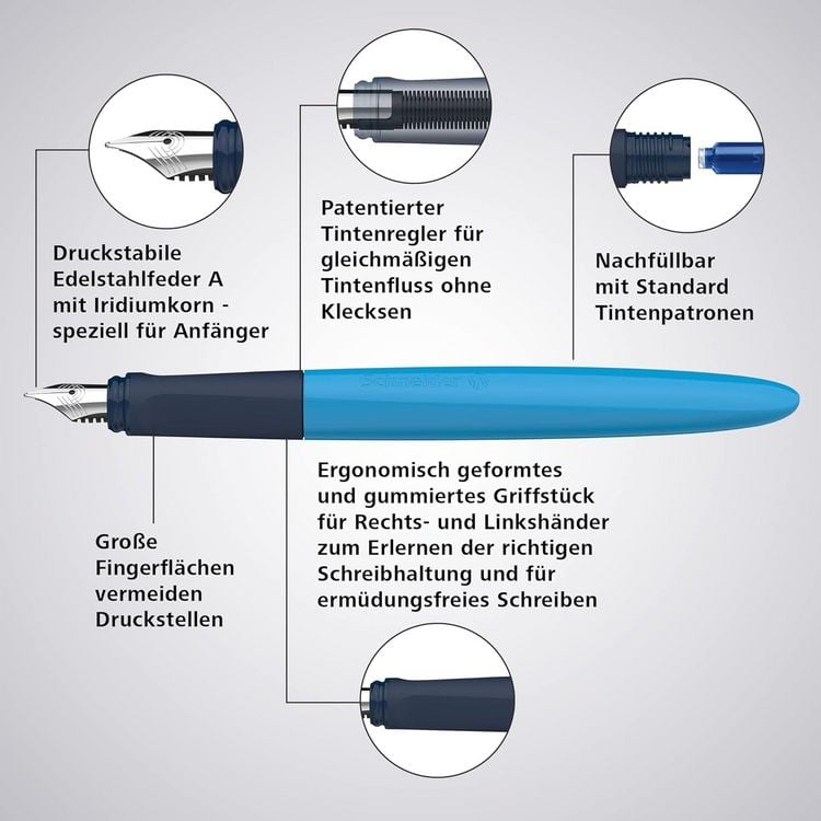 Produktbild: Schneider F&uuml;ller Wavy A blau, Rechts- und Linksh&auml;nder