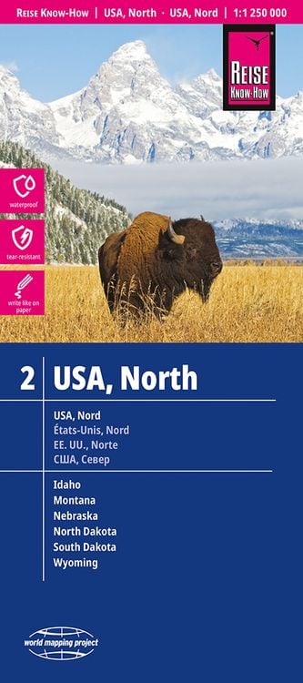Produktbild: Reise Know-How Landkarte USA, Nord / USA, North (1:1.250.000) : Idaho, Montana, Wyoming, North Dakota, South Dakota, Nebraska