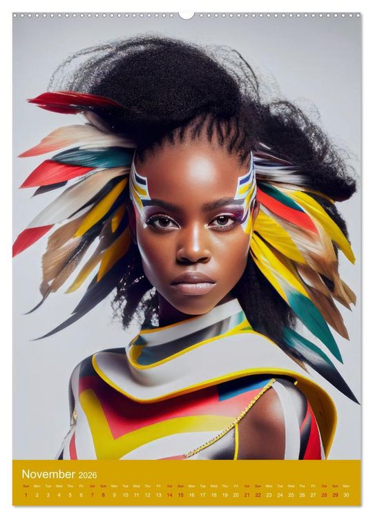 Produktbild: African beauties in a feather style (High Quality Premium Wall Calendar 2026 DIN A2 portrait),CALVENDO 12 Month Wall Calendar