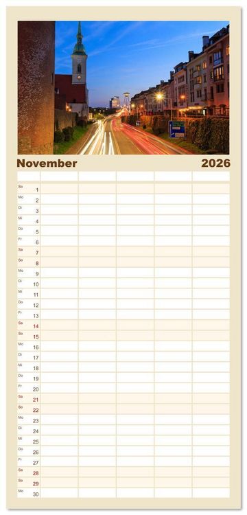 Produktbild: Familienplaner 2026 - Zauberhaftes Bratislava - Entz&uuml;ckende Hauptstadt der Slowakai an der Donau mit 5 Spalten (Wandkalender, 21 x 45 cm) CALVENDO