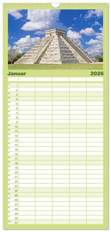 Produktbild: Familienplaner 2026 - Alte Kulturen Mittel- und S&uuml;damerikas: Versunkene Welten mit 5 Spalten (Wandkalender, 21 x 45 cm) CALVENDO