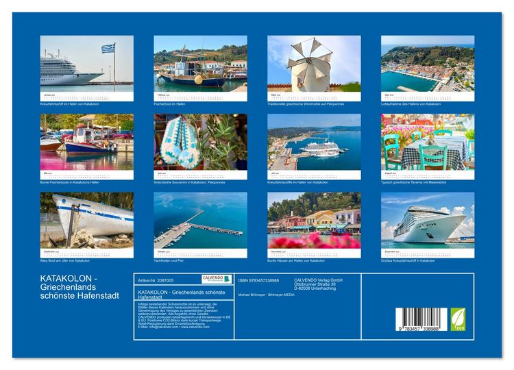 Produktbild: KATAKOLON - Griechenlands sch&ouml;nste Hafenstadt (hochwertiger Premium Wandkalender 2026 DIN A2 quer), Kunstdruck in Hochglanz
