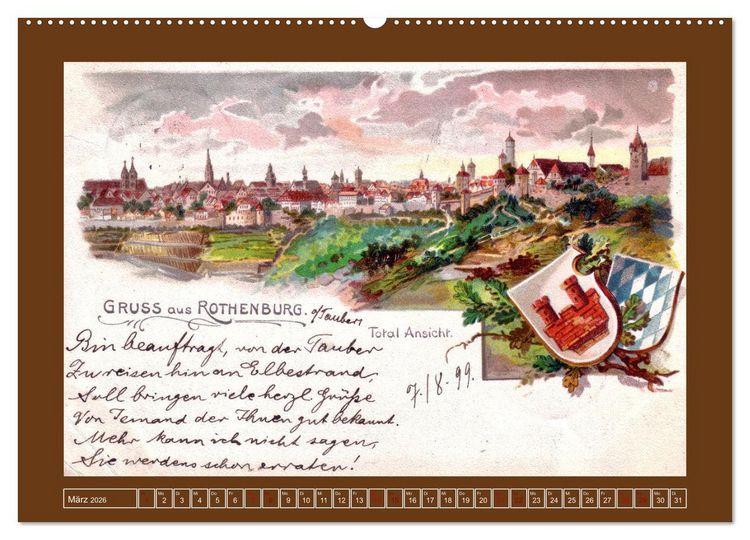 Produktbild: Gru&szlig; aus Rothenburg ob der Tauber (Wandkalender 2026 DIN A2 quer), CALVENDO Monatskalender