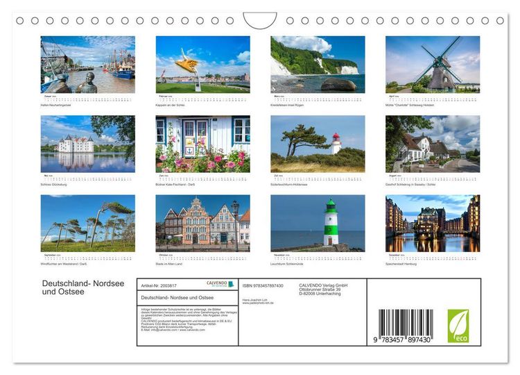 Produktbild: Deutschland- Nordsee und Ostsee (Wandkalender 2026 DIN A4 quer), CALVENDO Monatskalender