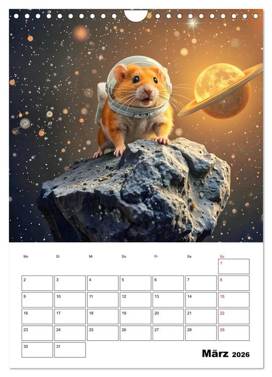 Produktbild: Space Hamster - Mit KI Hamster Astronauten im Weltall (Wandkalender 2026 DIN A4 hoch), CALVENDO Monatskalender