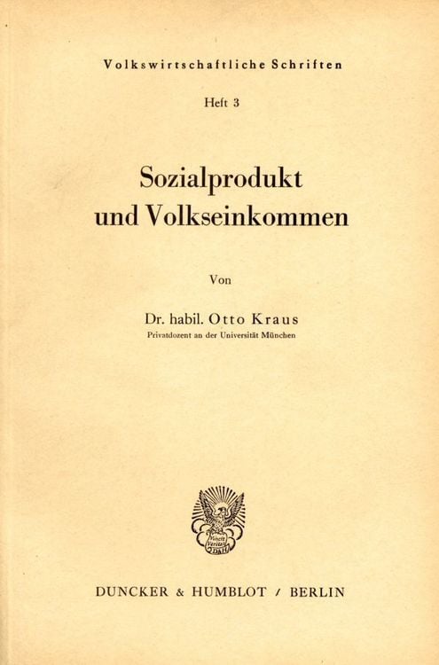 Produktbild: Sozialprodukt und Volkseinkommen.