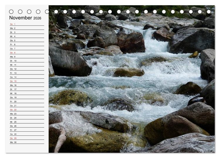 Produktbild: Wildwasser. Gebirgsb&auml;che und Wasserf&auml;lle (Tischkalender 2026 DIN A5 quer), CALVENDO Monatskalender