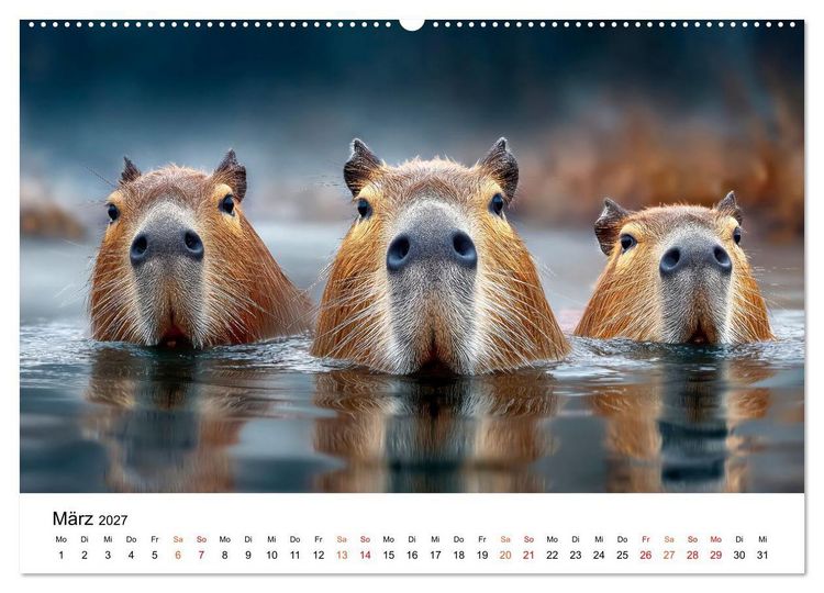 Produktbild: Capybara - die Ruhe als Lebensform (hochwertiger Premium Wandkalender 2027 DIN A2 quer), Kunstdruck in Hochglanz