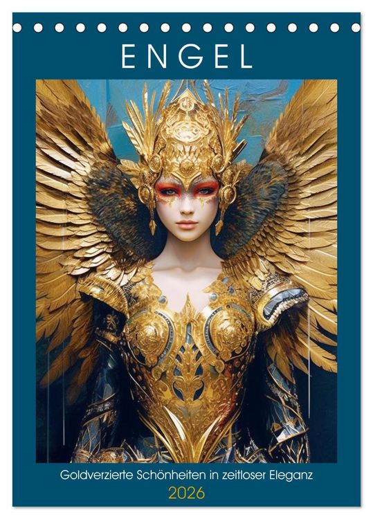Produktbild: Engel. Goldverzierte Sch&ouml;nheiten in zeitloser Eleganz (Tischkalender 2026 DIN A5 hoch), CALVENDO Monatskalender