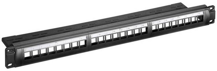 Produktbild: Goobay 95743 Keystone Patch Panel 24 Port 24 Port Netzwerk-Patchpanel 483 mm (19") 1 HE Schwarz Unbest&uuml;ckt