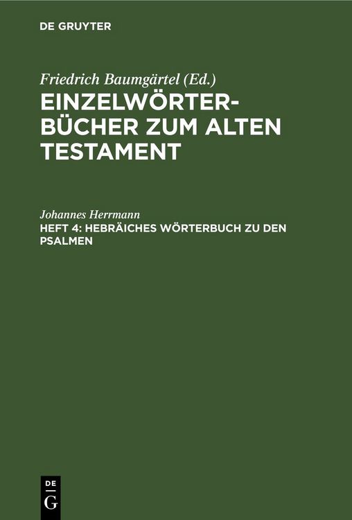 Produktbild: Hebr&auml;iches W&ouml;rterbuch zu den Psalmen