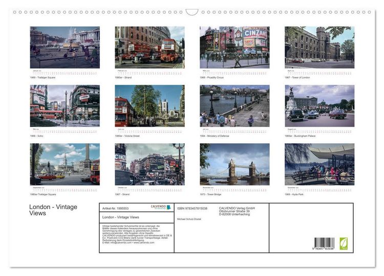Produktbild: London - Vintage Views (Wandkalender 2026 DIN A2 quer), CALVENDO Monatskalender