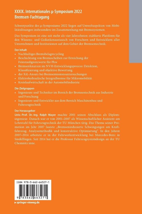 Produktbild: XXXIX. Internationales &mu;-Symposium 2022 Bremsen-Fachtagung