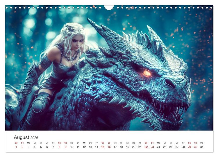 Produktbild: Kraft und Magie - Die Welt der Drachenkriegerinnen (Wandkalender 2026 DIN A3 quer), CALVENDO Monatskalender