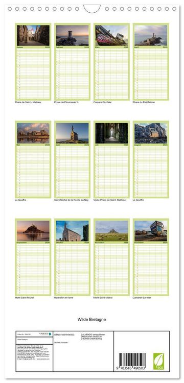 Produktbild: Familienplaner 2026 - Wilde Bretagne mit 5 Spalten (Wandkalender, 21 x 45 cm) CALVENDO