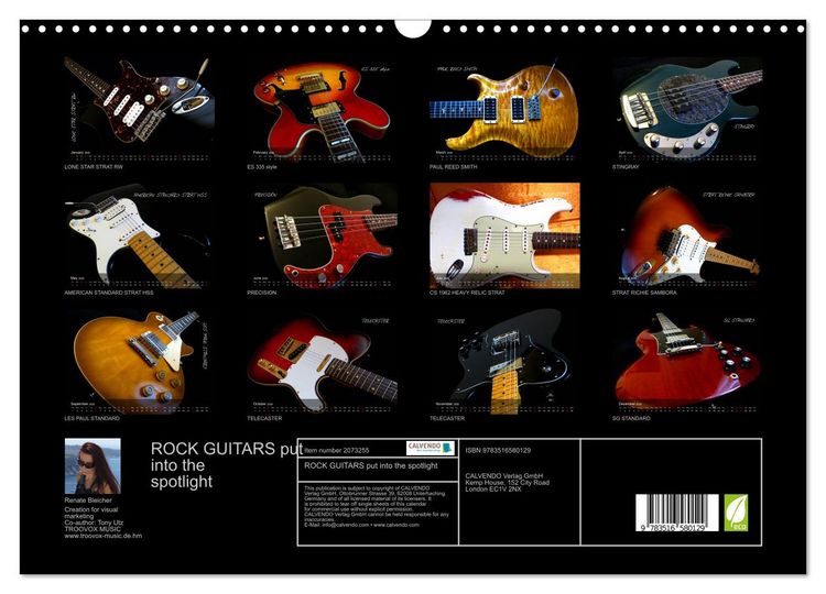 Produktbild: ROCK GUITARS put into the spotlight (Wall Calendar 2026 DIN A3 landscape), CALVENDO 12 Month Wall Calendar