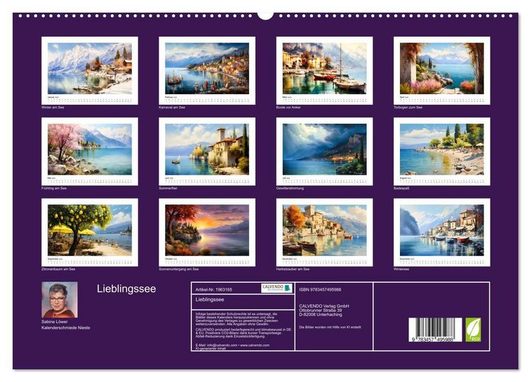 Produktbild: Lieblingssee (hochwertiger Premium Wandkalender 2026 DIN A2 quer), Kunstdruck in Hochglanz