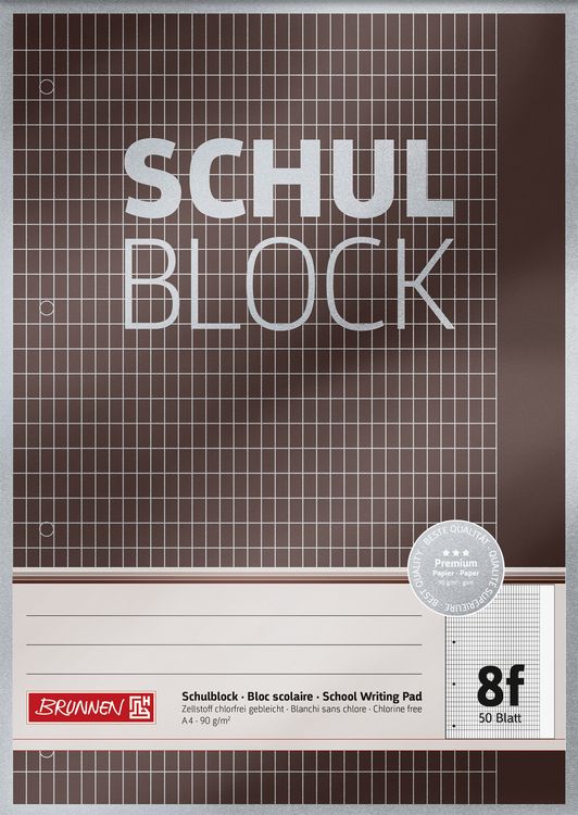 Produktbild: Brunnen Schulblock A4 Lin8f 50Bl Premium