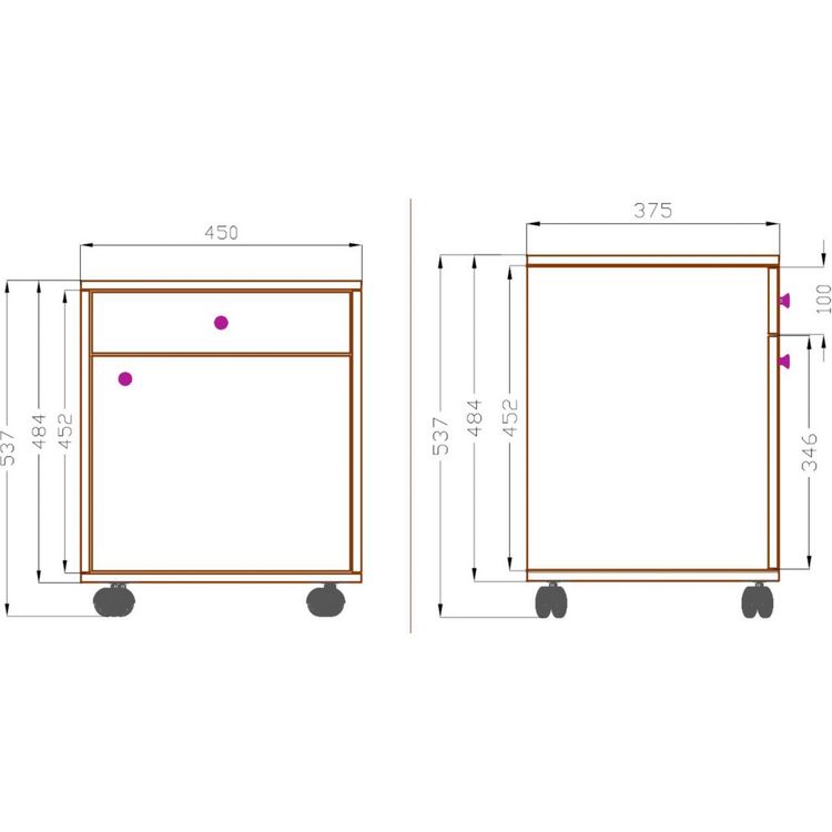 Produktbild: Holz Rollcontainer B&uuml;rocontainer Schublade Masola