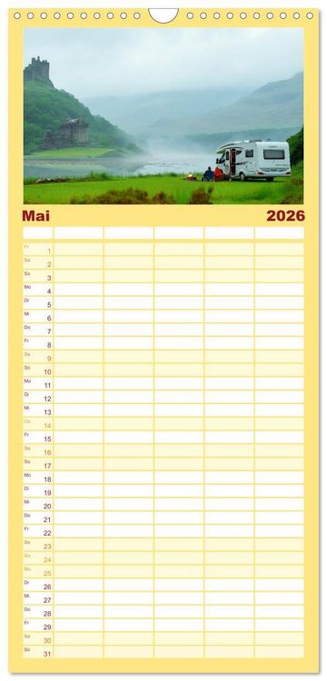 Produktbild: Familienplaner 2026 - Abenteuer Wildcamping - Mit dem Camper um die Welt mit 5 Spalten (Wandkalender, 21 x 45 cm) CALVENDO