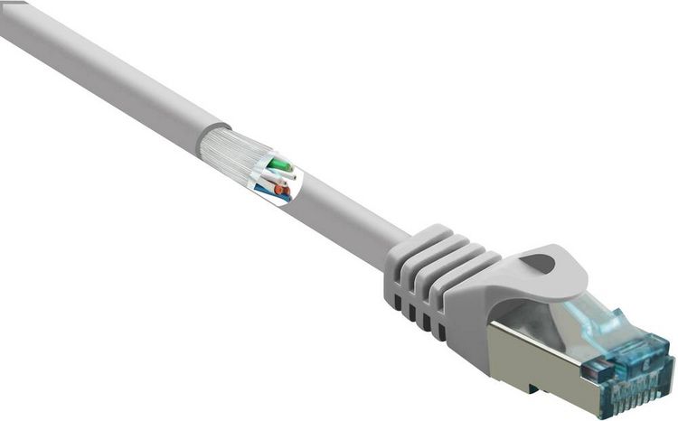 Produktbild: Renkforce RF-5043946 RJ45 Patchkabel CAT 6a S/FTP 15.00m Grau Flammwidrig 1St.