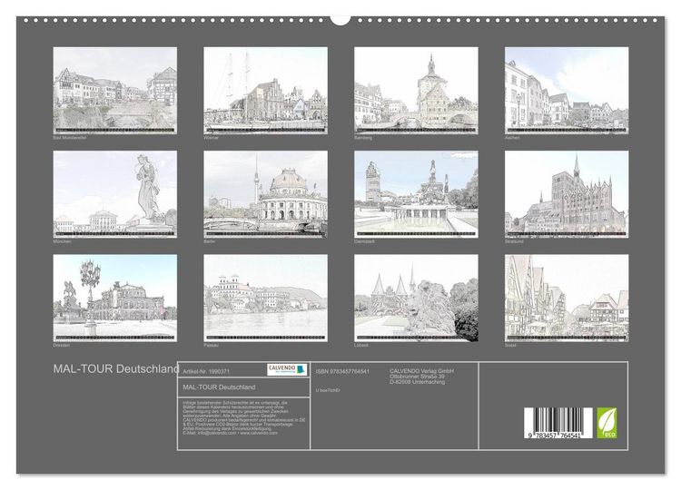 Produktbild: MAL-TOUR Deutschland (hochwertiger Premium Wandkalender 2026 DIN A2 quer), Kunstdruck in Hochglanz