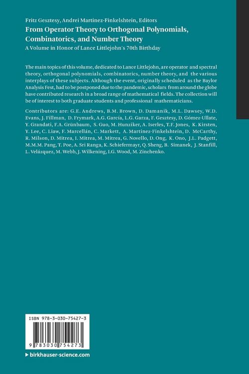 Produktbild: From Operator Theory to Orthogonal Polynomials, Combinatorics, and Number Theory